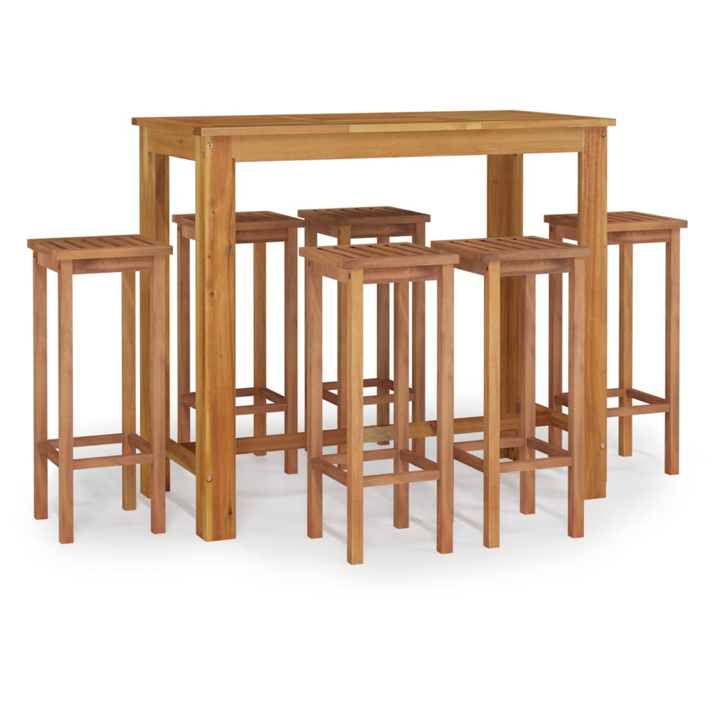 vidaXL 7 Piece Garden Bar Set Solid Wood Acacia