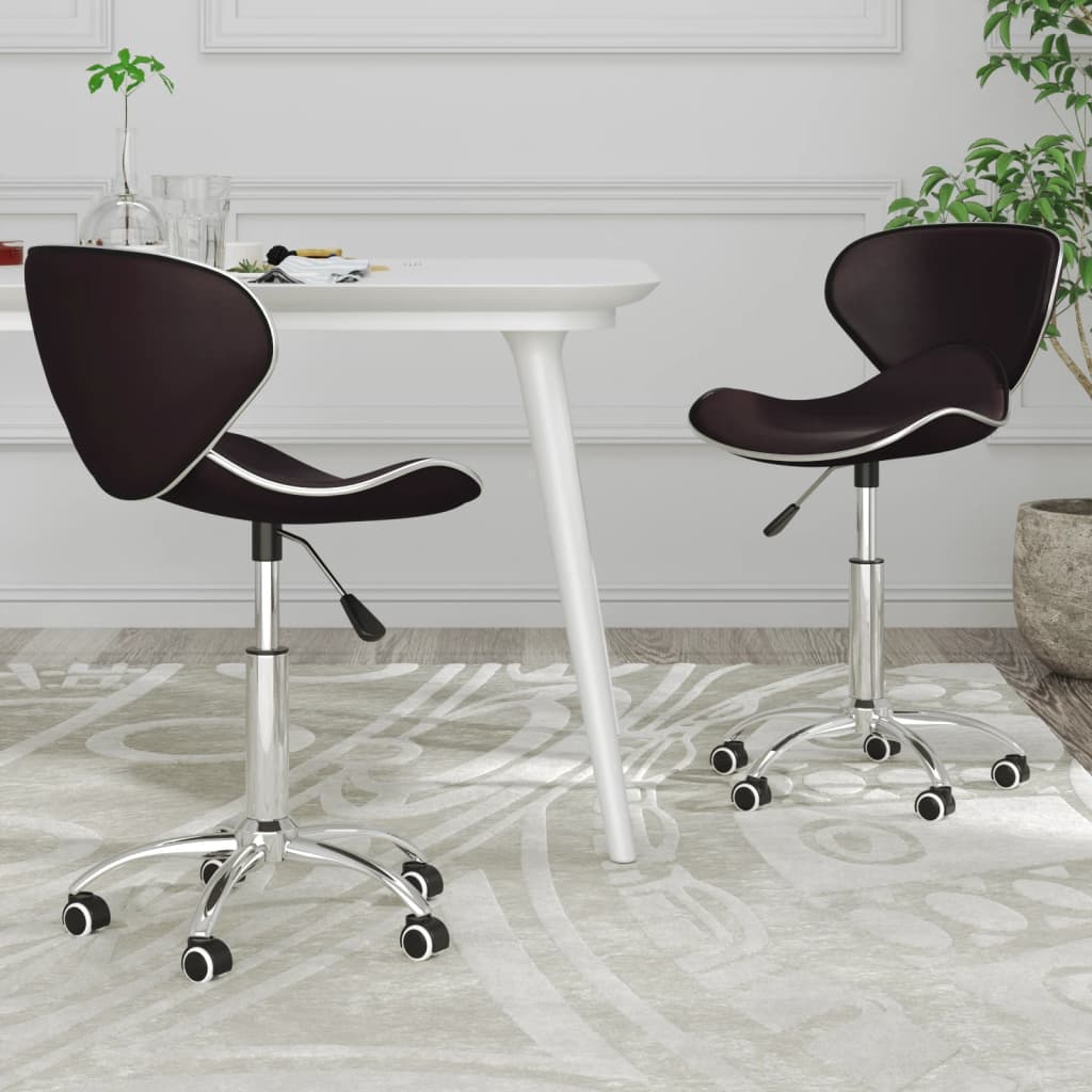vidaXL Swivel Dining Chairs 2 pcs Brown Faux Leather
