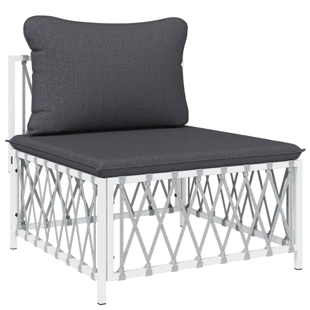 vidaXL 4 Piece Garden Lounge Set with Cushions White Steel