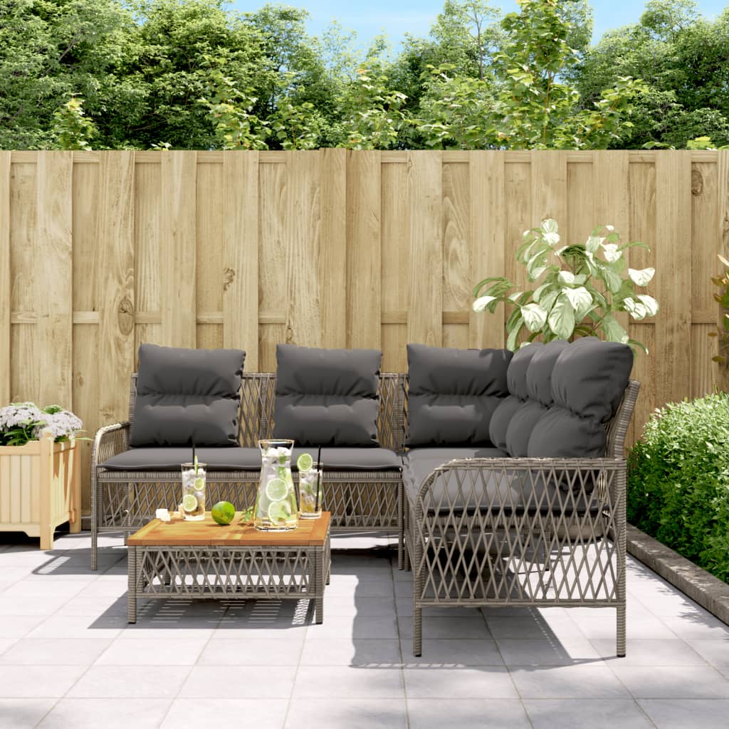 vidaXL 2 Piece Garden Sofa Set with Cushions Grey Poly Rattan