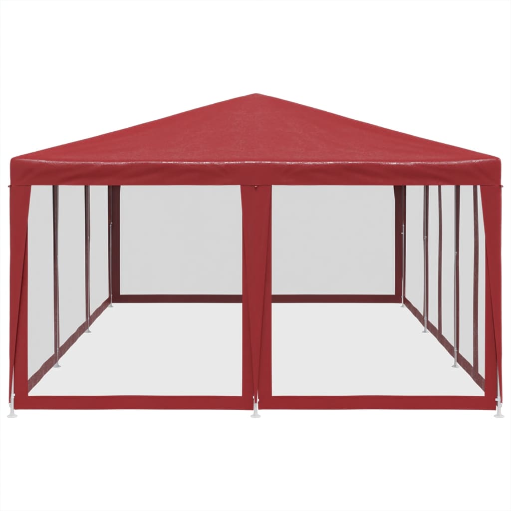 vidaXL Party Tent with 10 Mesh Sidewalls Red 6x4 m HDPE