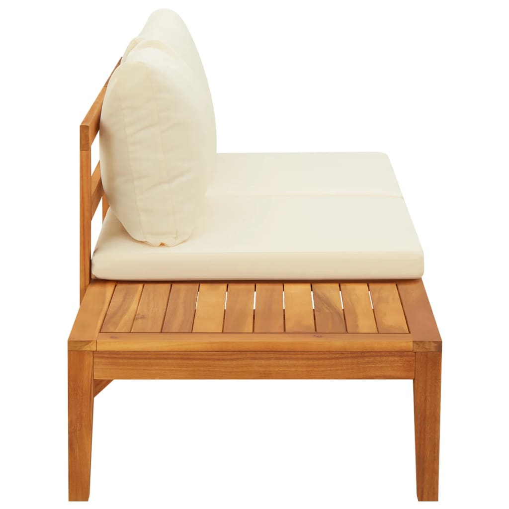 vidaXL Garden Bench with Table Cream White Cushions Solid Acacia Wood