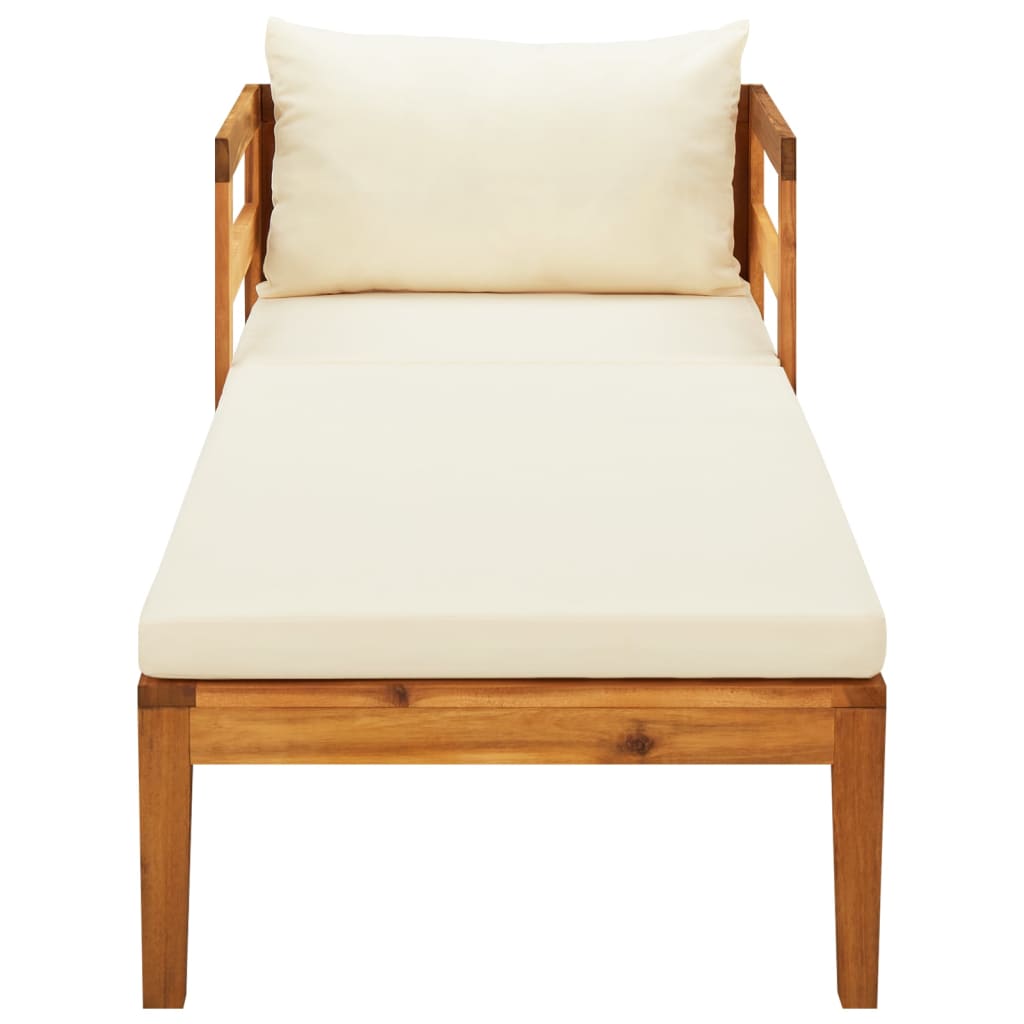 vidaXL Sun Lounger with Cream White Cushions Solid Acacia Wood
