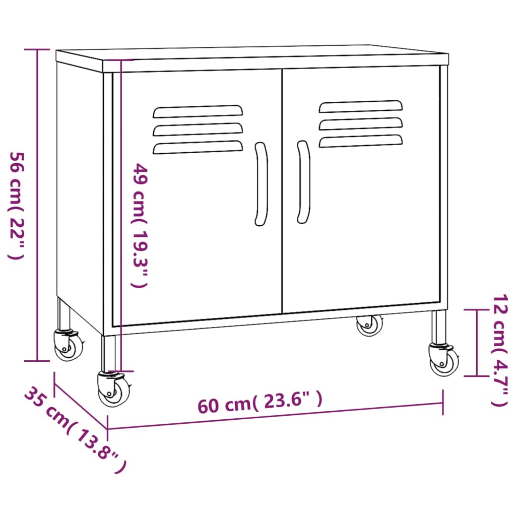 vidaXL Storage Cabinet Black 60x35x56 cm Steel