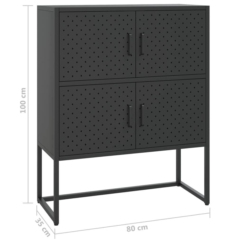 vidaXL Highboard Black 80x35x100 cm Steel