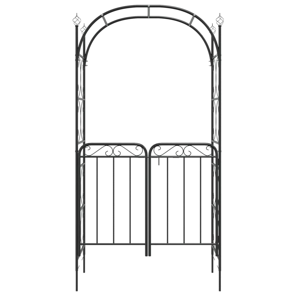 vidaXL Garden Arch with Gate Black 108x45x235 cm Steel