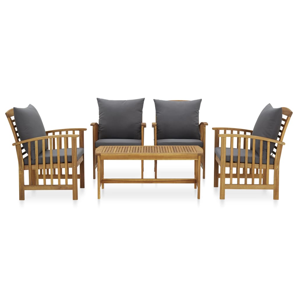 vidaXL 5 Piece Garden Lounge Set with Cushions Solid Acacia Wood (310255+2x310258)