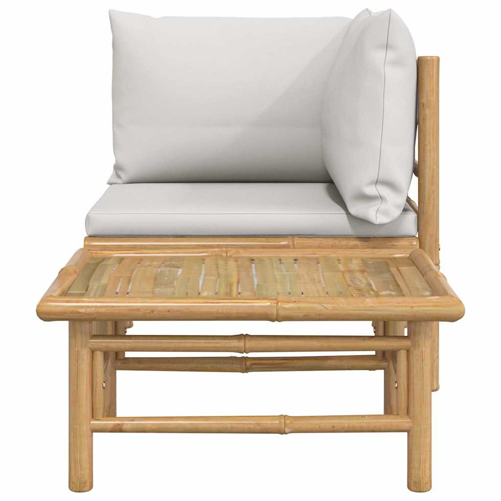 vidaXL 2 Piece Garden Lounge Set with Light Grey Cushions Bamboo