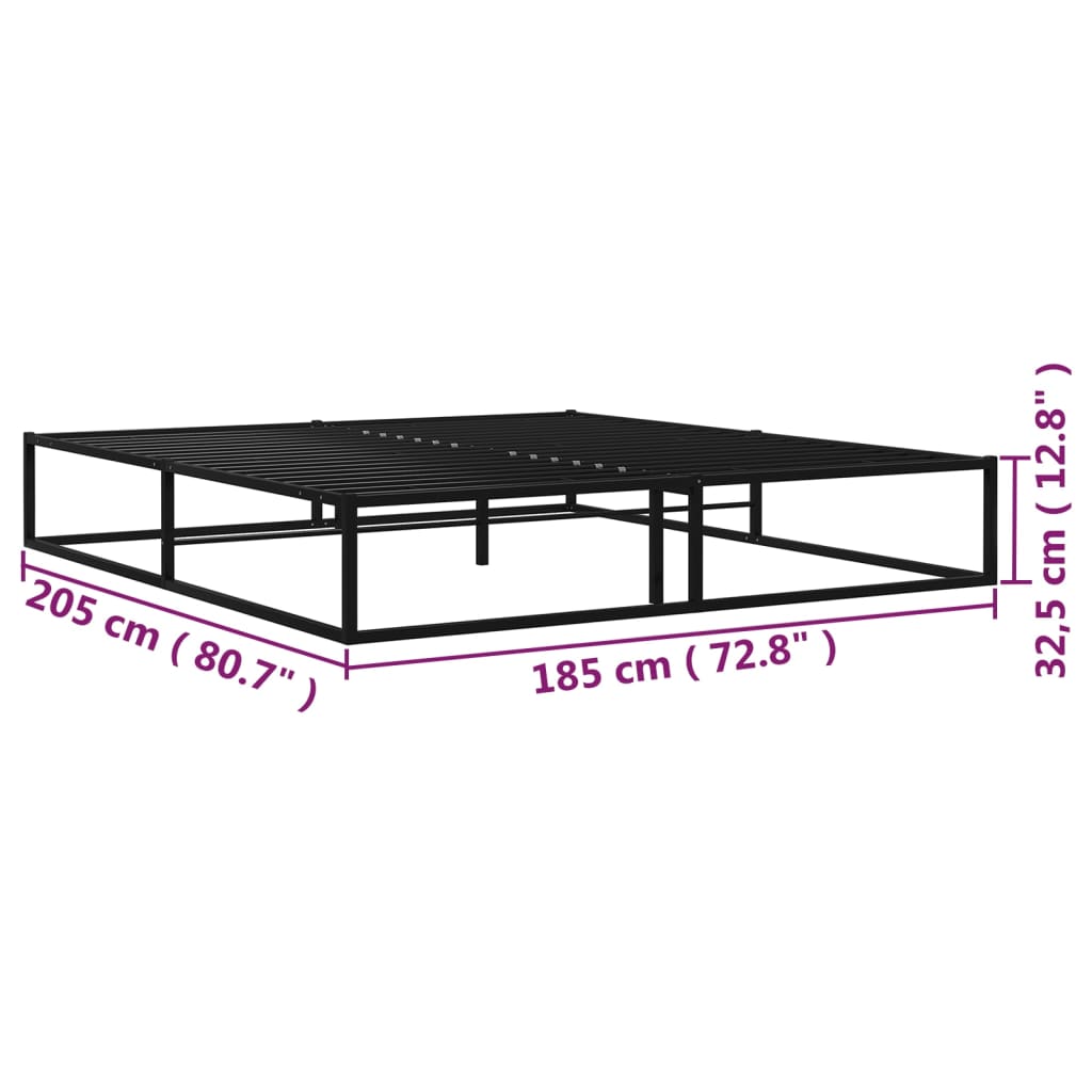 vidaXL Bed Frame without Mattress Black Metal 180x200 cm Super King