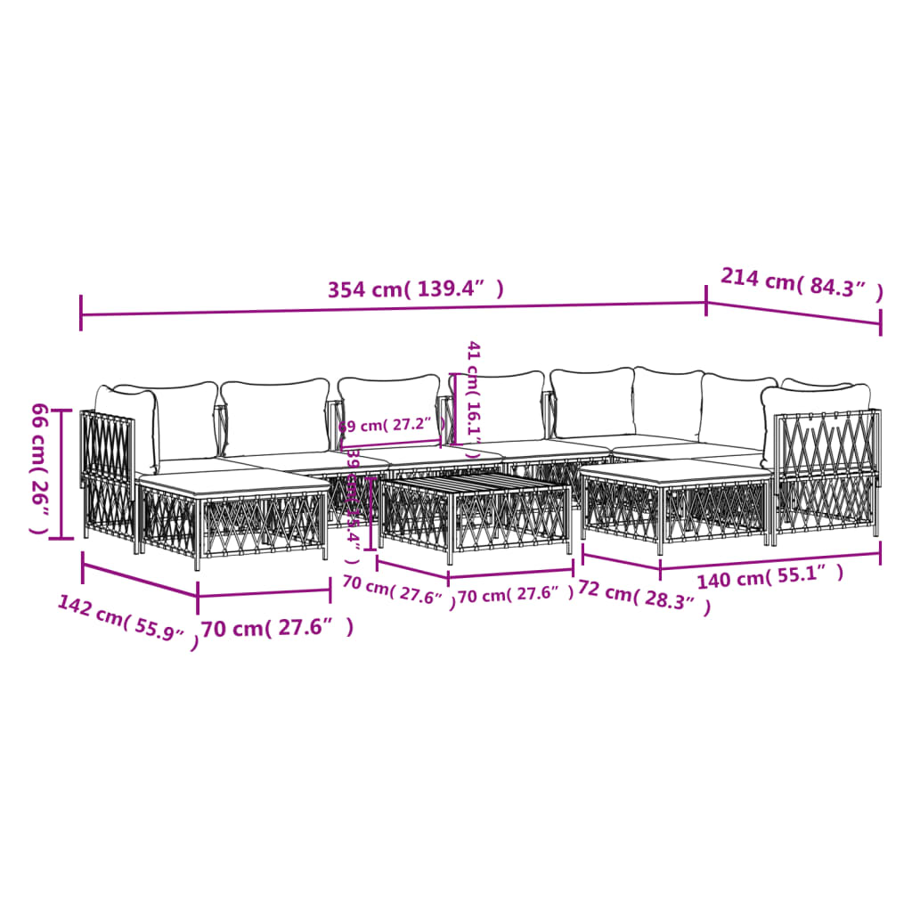 vidaXL 10 Piece Garden Lounge Set with Cushions Anthracite Steel