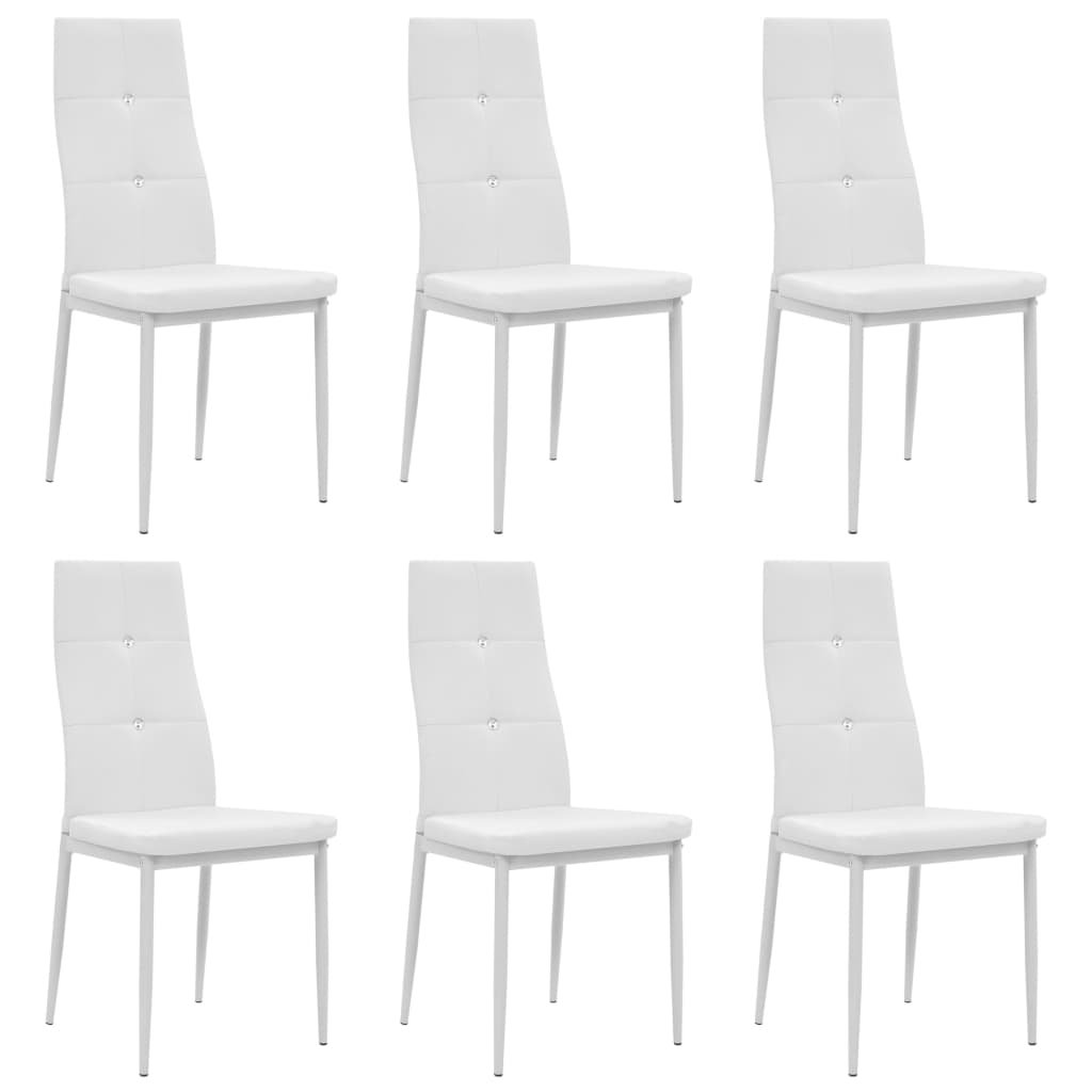 vidaXL Dining Chairs 6 pcs White Faux Leather