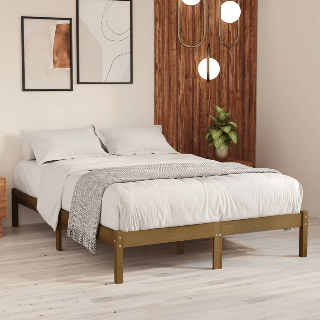 vidaXL Bed Frame without Mattress Honey Brown Solid Wood 160x200 cm