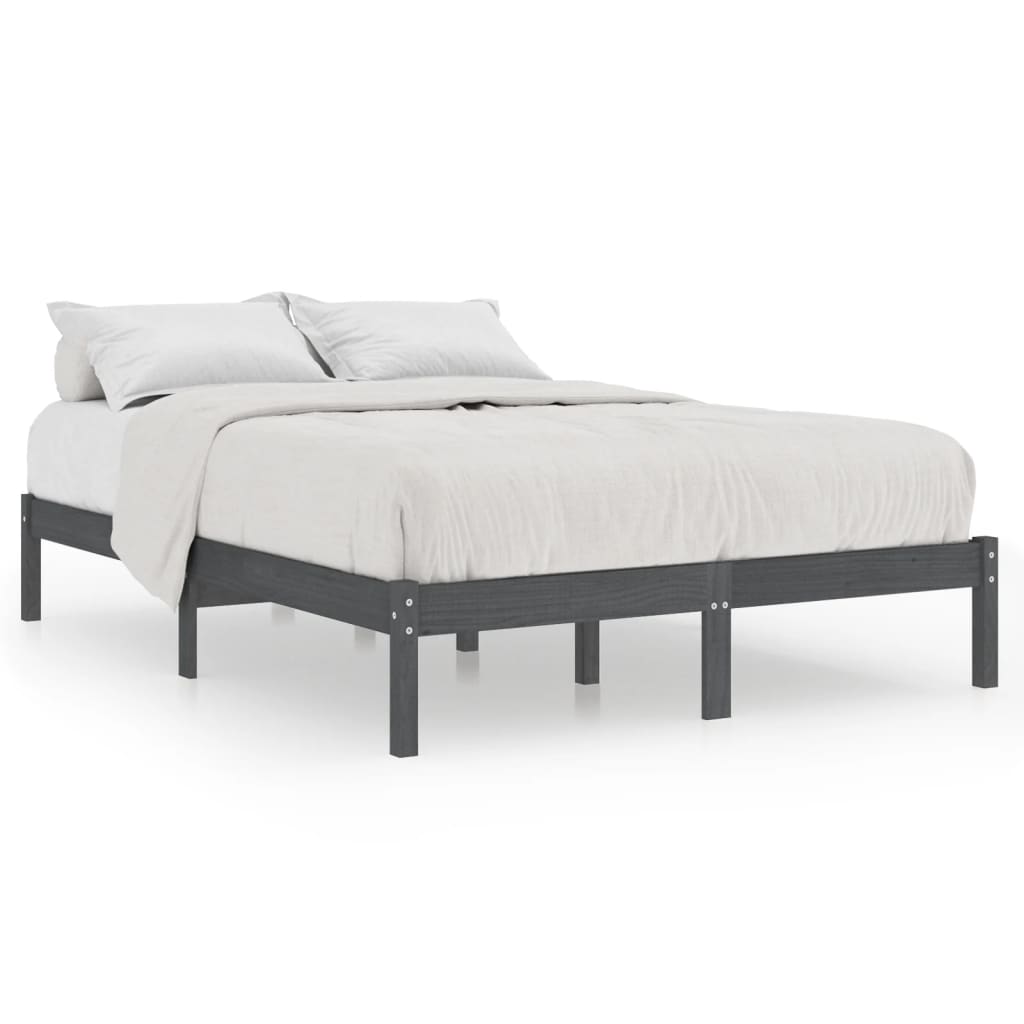 vidaXL Bed Frame without Mattress Grey Solid Wood 160x200 cm