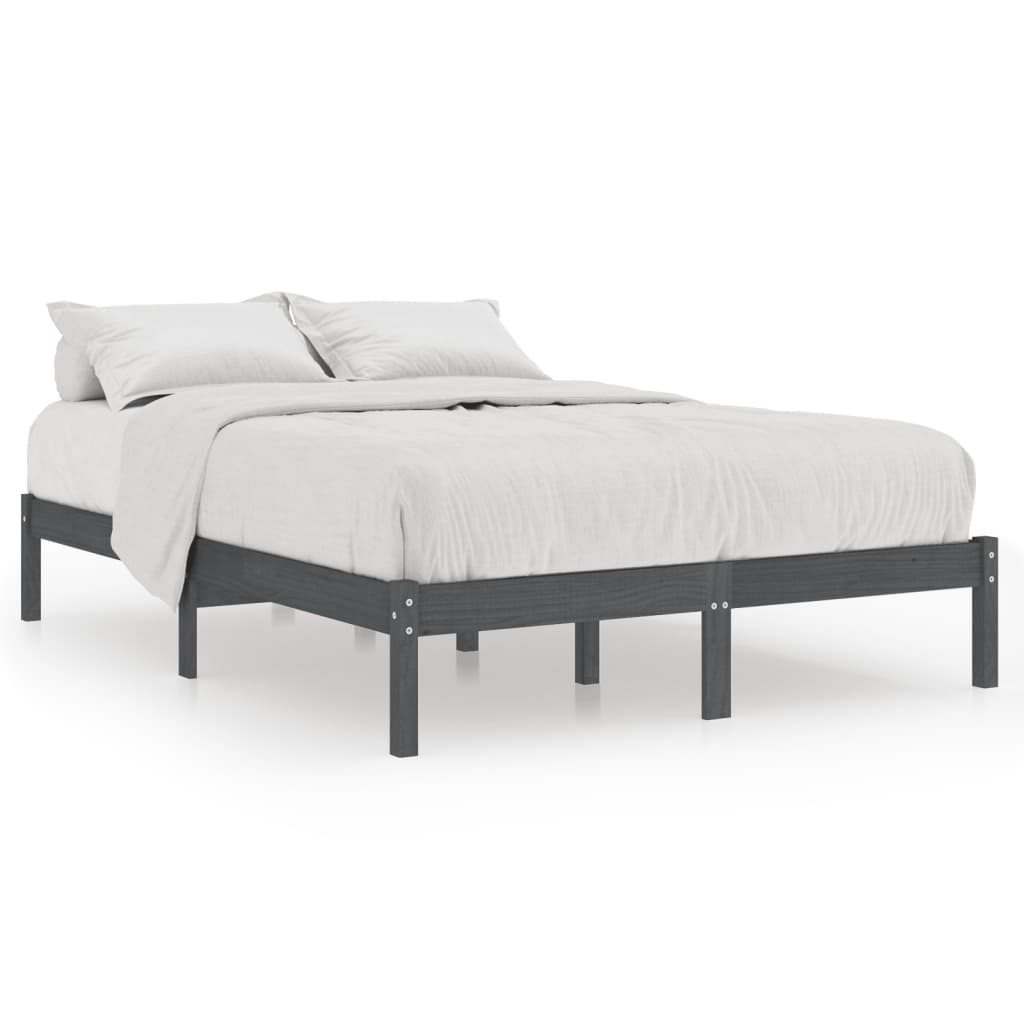 vidaXL Bed Frame without Mattress Grey Solid Wood 120x200 cm