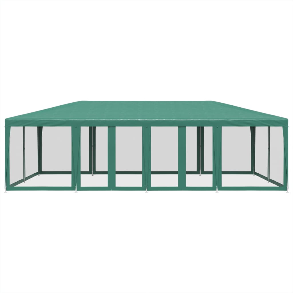 vidaXL Party Tent with 12 Mesh Sidewalls Green 8x4 m HDPE