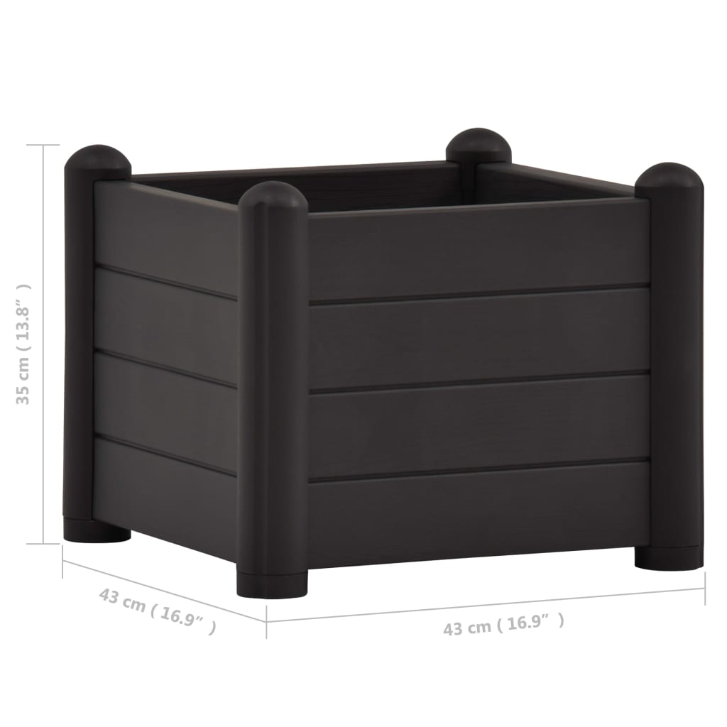 vidaXL Garden Raised Bed PP Anthracite 43x43x35 cm