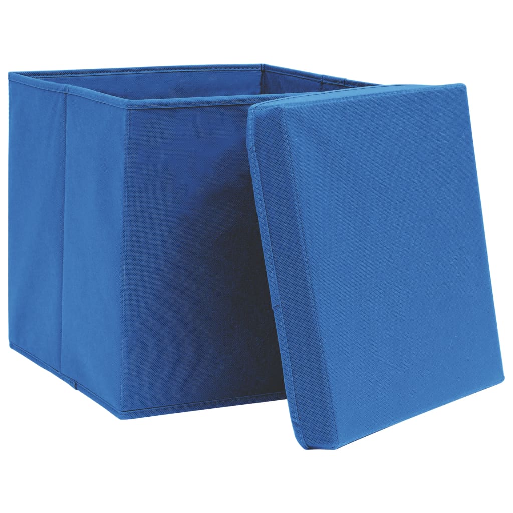 vidaXL Storage Boxes with Covers 10 pcs 28x28x28 cm Blue