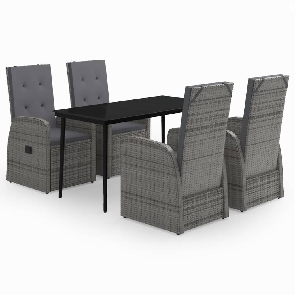 vidaXL 5 Piece Garden Dining Set with Cushions Grey