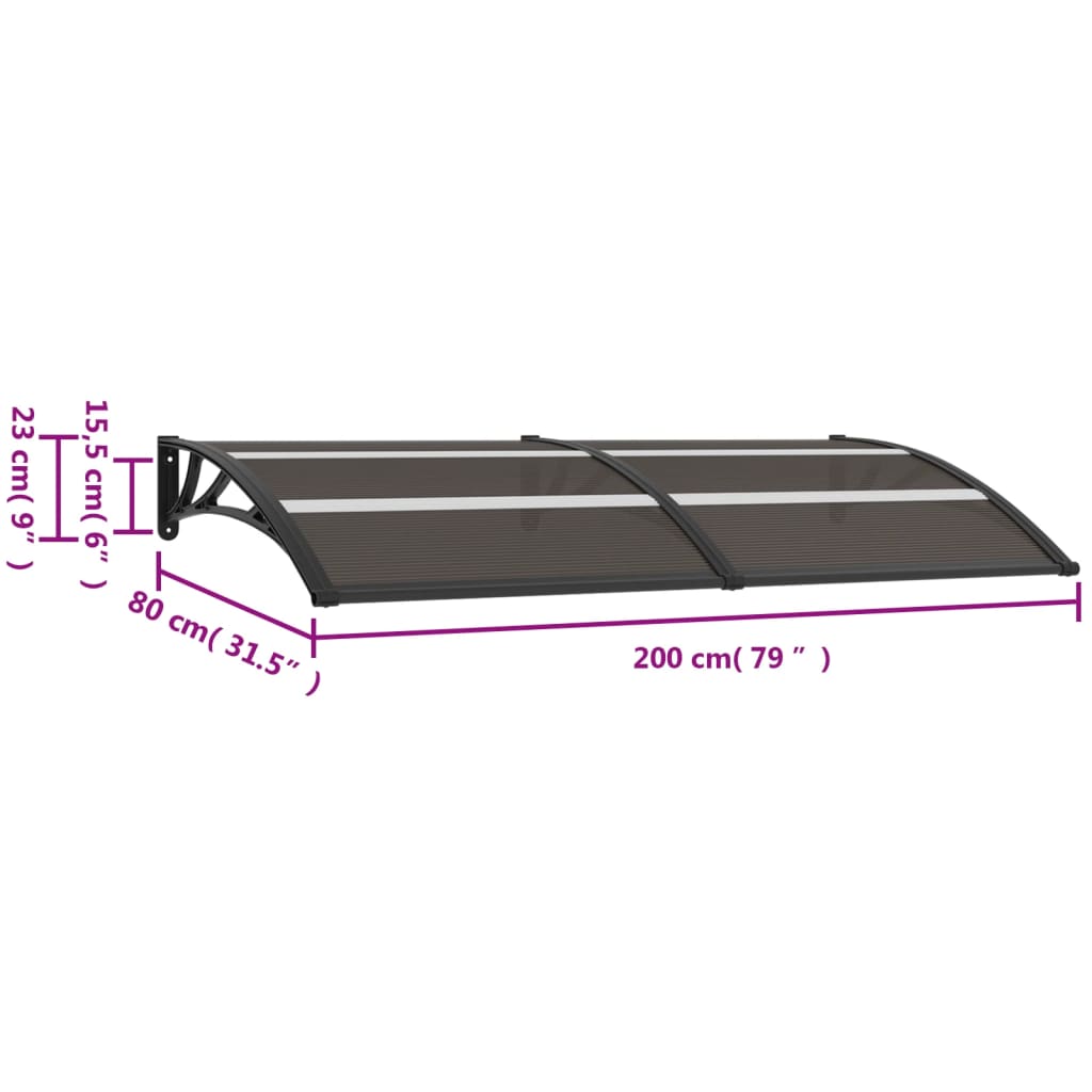vidaXL Door Canopy Black 200x75 cm PC