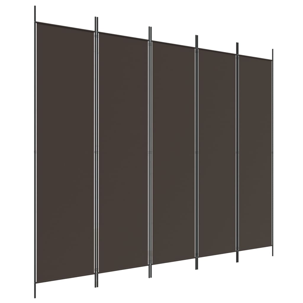 vidaXL 5-Panel Room Divider Brown 250x200 cm Fabric