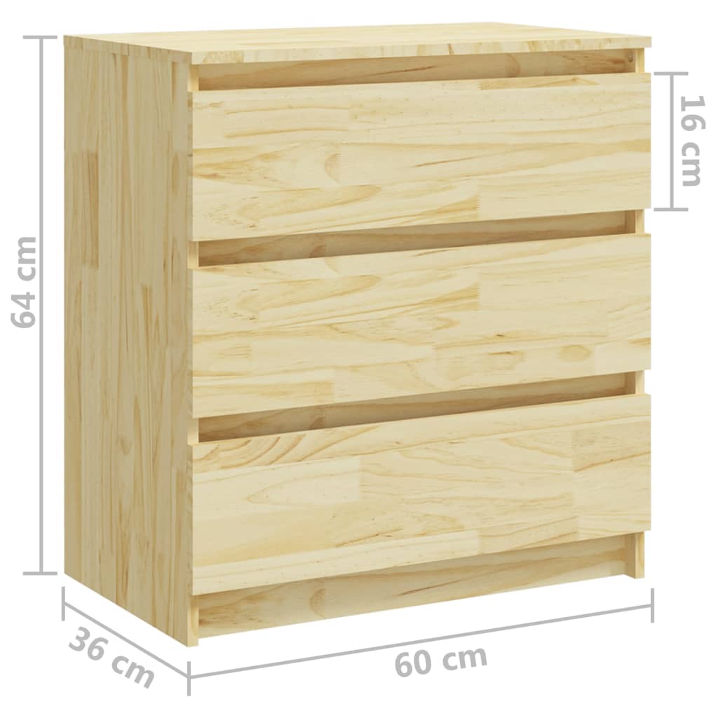 vidaXL Bedside Cabinet 60x36x64 cm Solid Pinewood