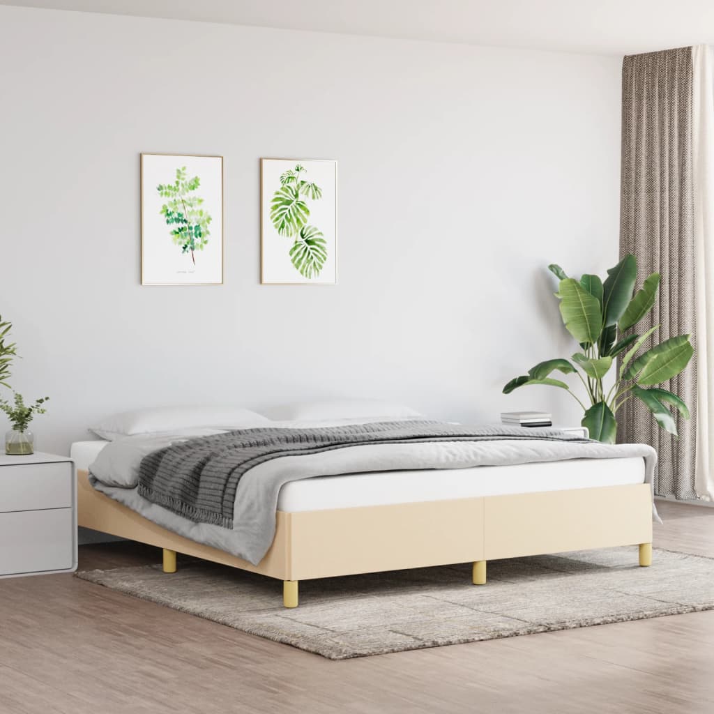 vidaXL Bed Frame without Mattress Cream 180x200 cm Super King Fabric