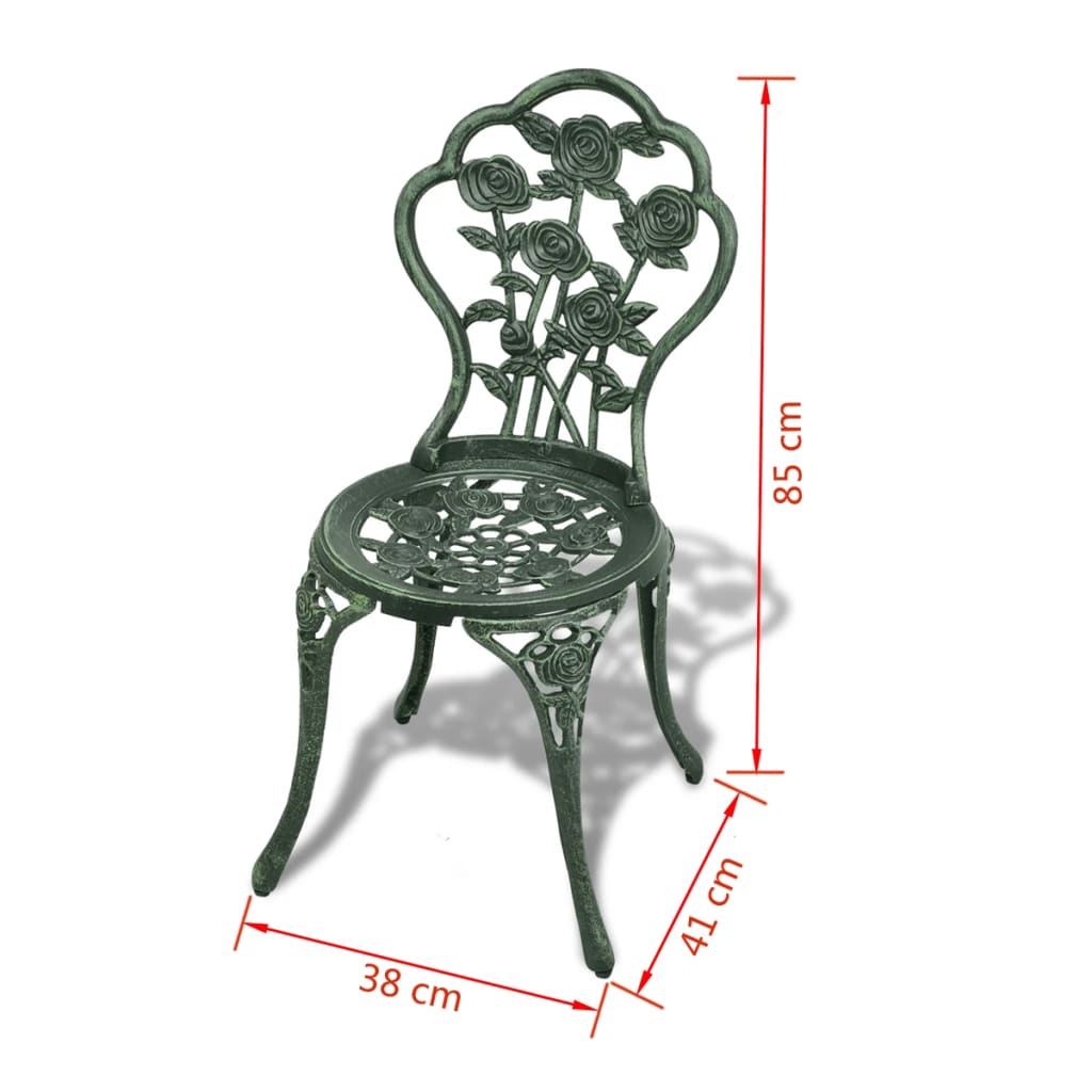 vidaXL 3 Piece Bistro Set Cast Aluminium Green