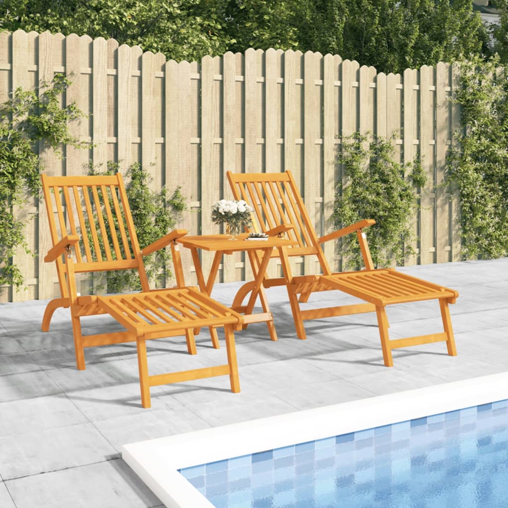 vidaXL Outdoor Deck Chairs with Footrests 2 pcs Solid Wood Acacia