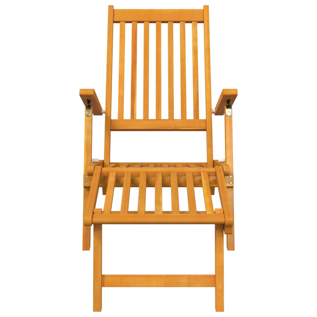 vidaXL Outdoor Deck Chair with Footrest and Table Solid Wood Acacia