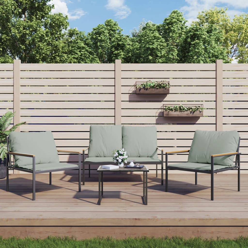 vidaXL 3 Piece Garden Lounge Set with Cushions Anthracite Steel
