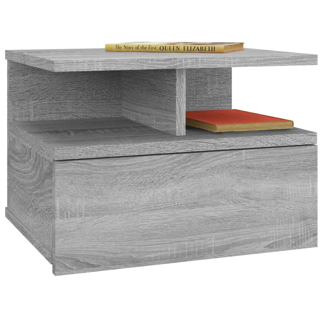 vidaXL Floating Nightstand 2 pcs Grey Sonoma 40x31x27 cm Engineered Wood