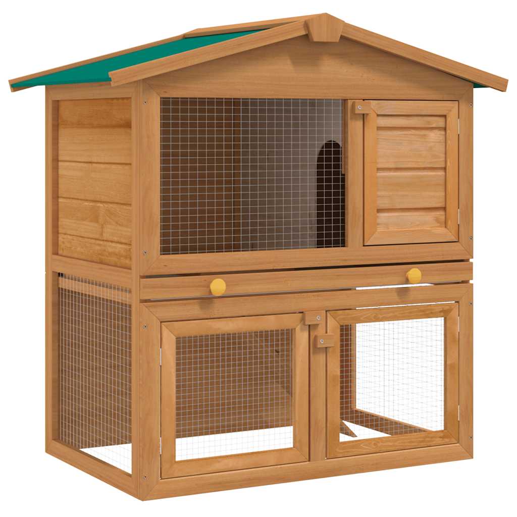 vidaXL Outdoor Rabbit Hutch Small Animal House Pet Cage 3 Doors Wood vidaXL.sa