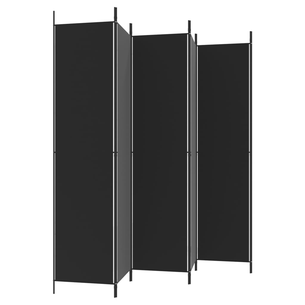 vidaXL 6-Panel Room Divider Black 300x220 cm Fabric