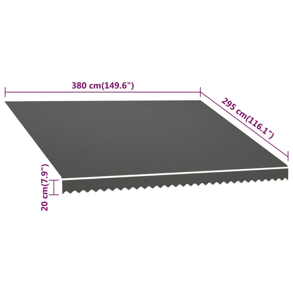 vidaXL Awning Top Sunshade Canvas Anthracite 400x300 cm