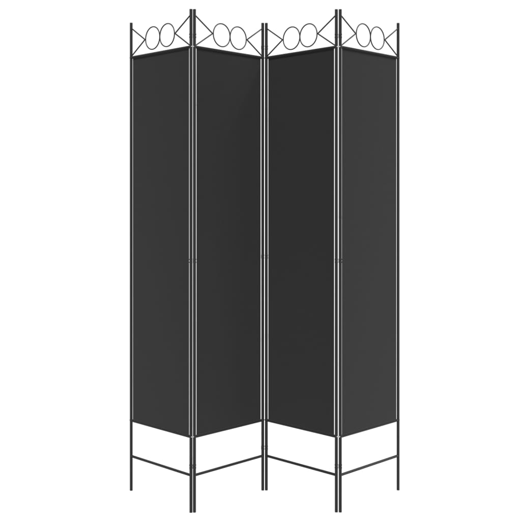 vidaXL 4-Panel Room Divider Black 160x200 cm Fabric