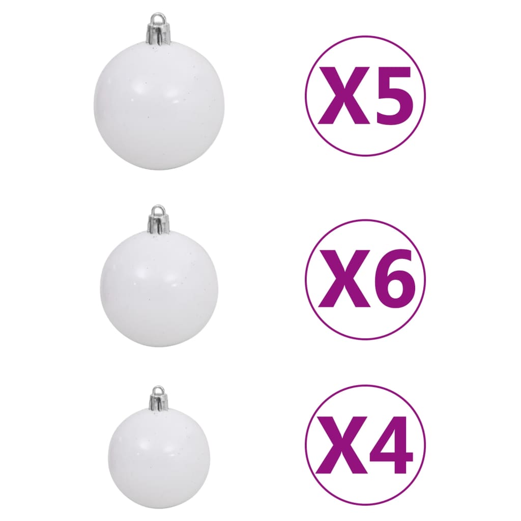 vidaXL Artificial Half Pre-lit Christmas Tree with Ball Set Green 210 cm