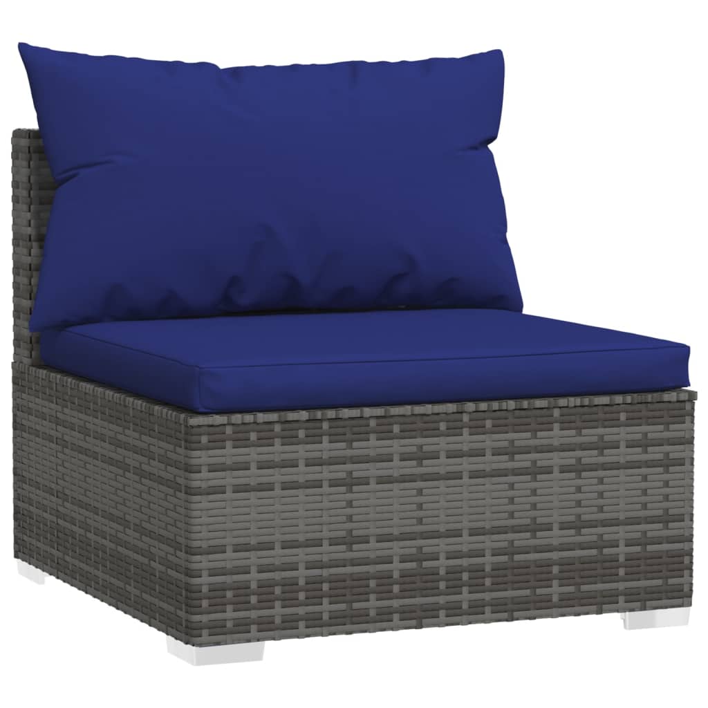 vidaXL 11 Piece Garden Lounge Set with Cushions Grey Poly Rattan