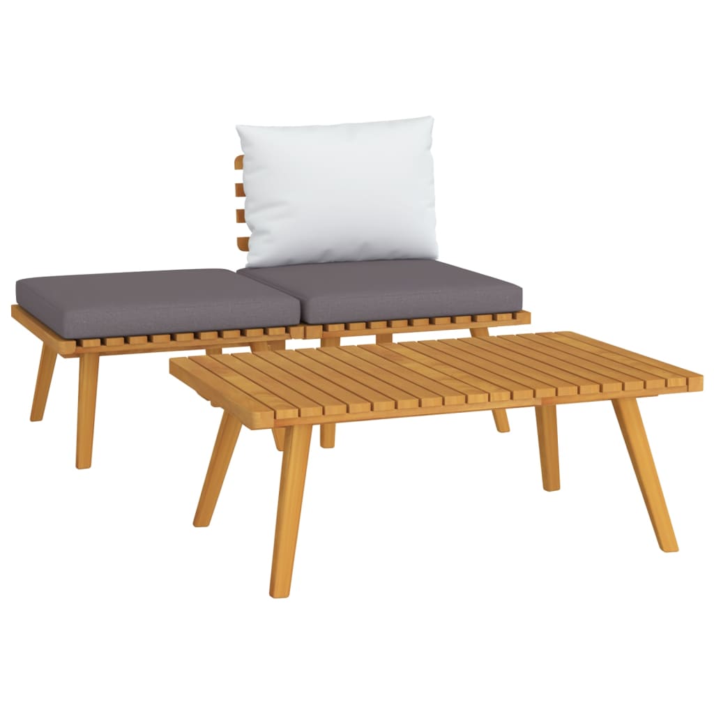vidaXL 3 Piece Garden Lounge Set with Cushions Solid Acacia Wood