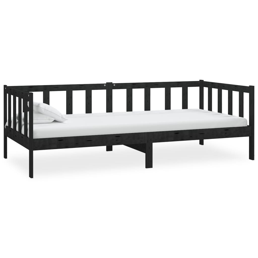 vidaXL Day Bed without Mattress Black Solid Wood Pine 90x200 cm