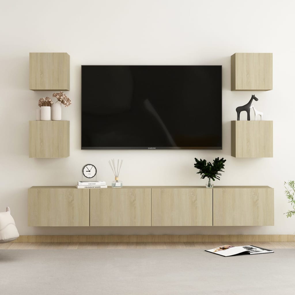 vidaXL 6 Piece TV Cabinet Set Sonoma Oak Engineered Wood