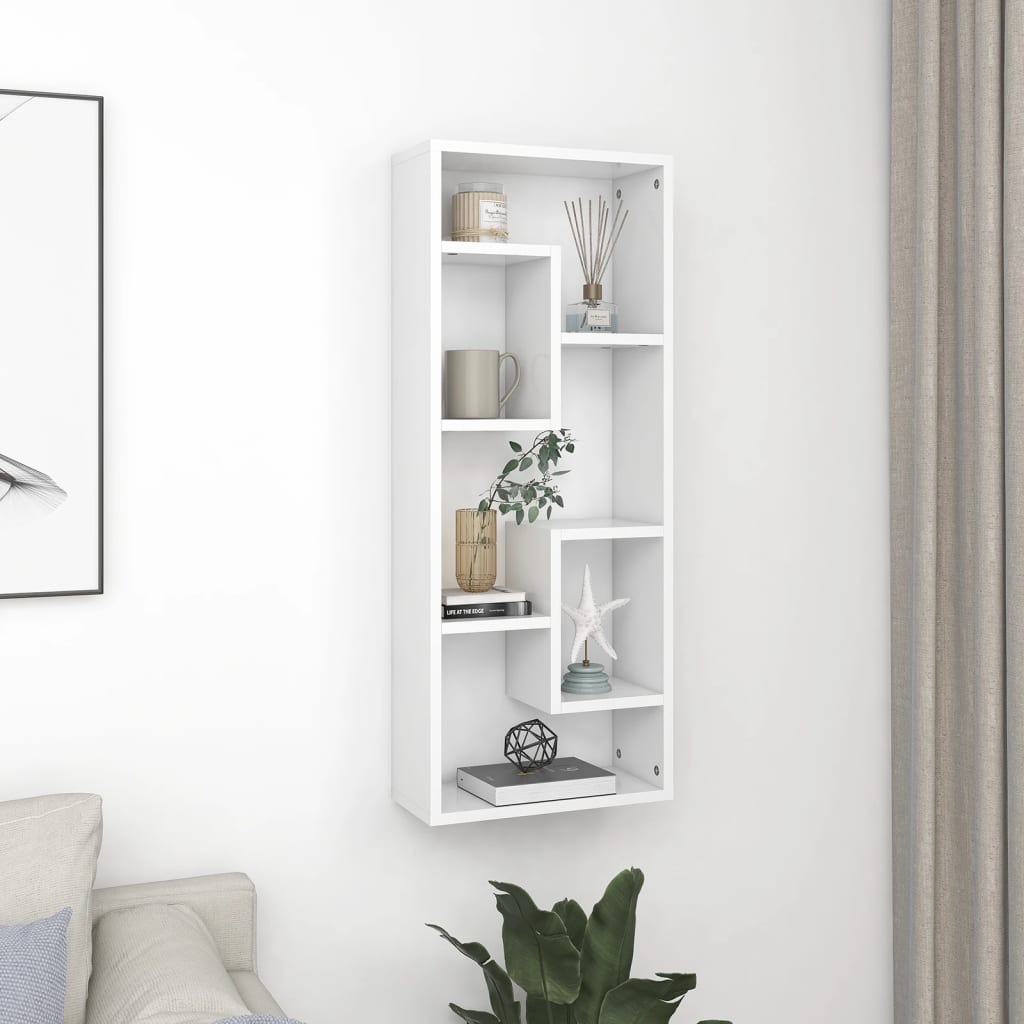 vidaXL Wall Shelf White 36x16x90 cm Engineered Wood