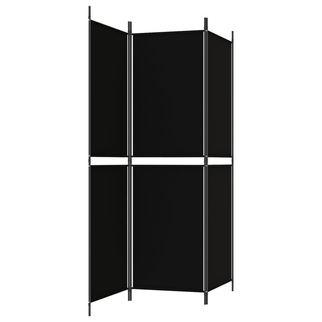 vidaXL 3-Panel Room Divider Black 150x180 cm Fabric