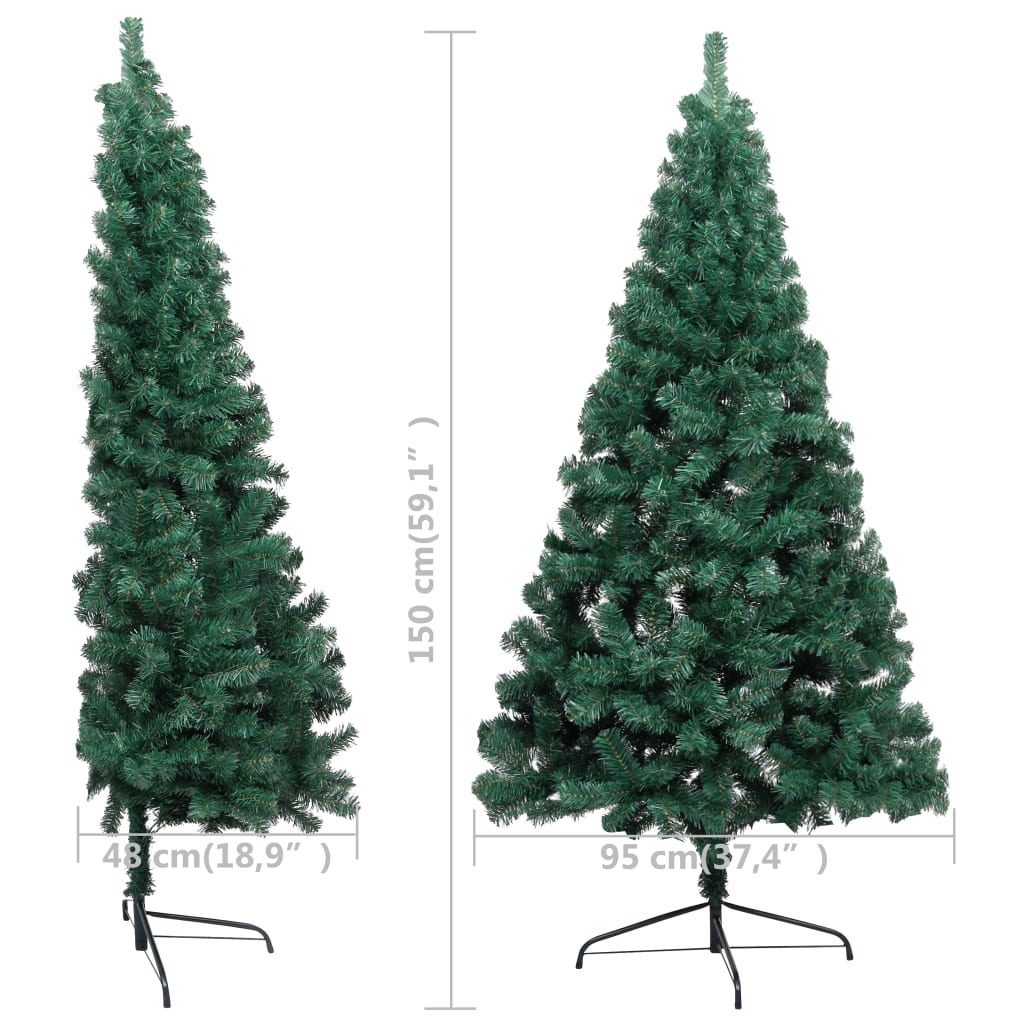 vidaXL Artificial Half Pre-lit Christmas Tree with Ball Set Green 150 cm