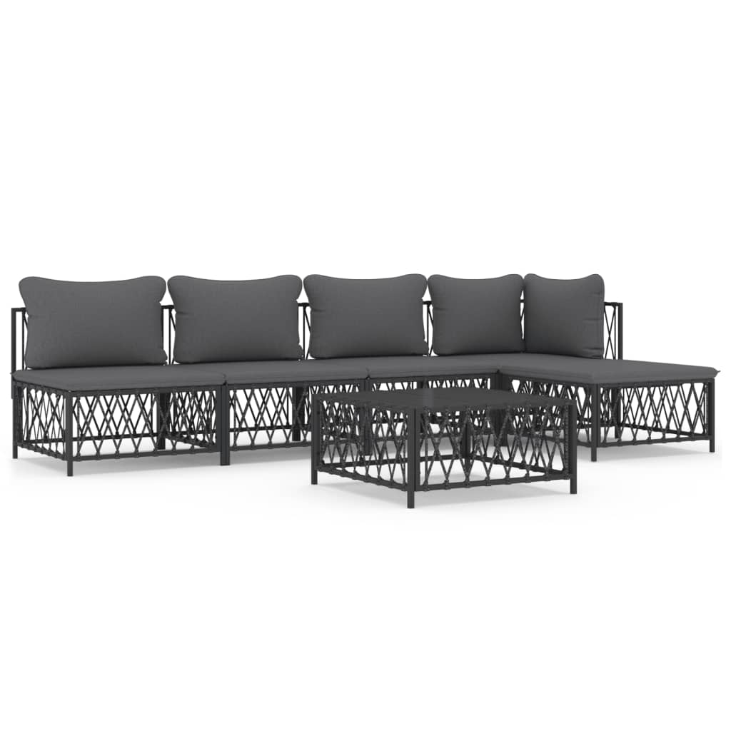 vidaXL 6 Piece Garden Lounge Set with Cushions Anthracite Steel