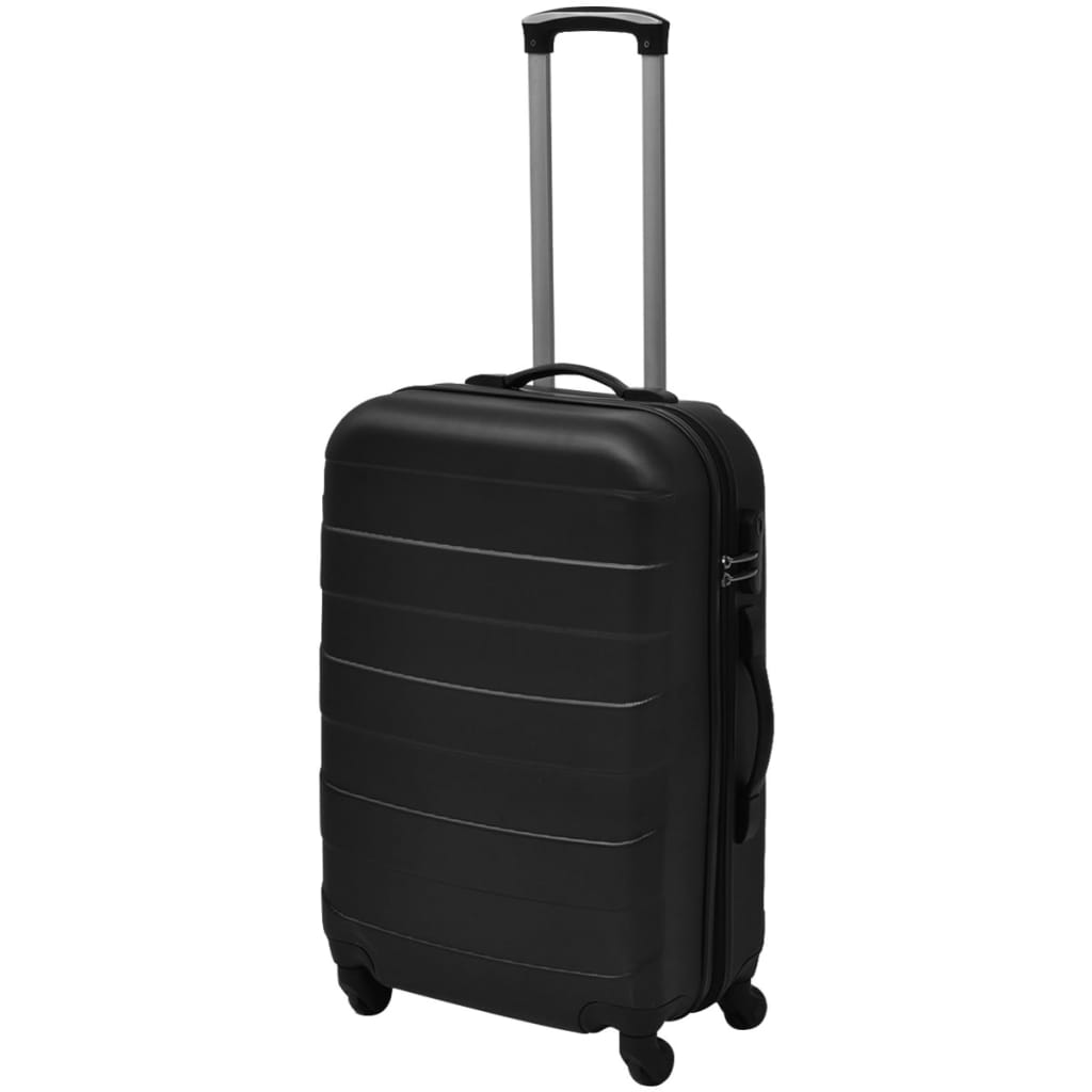 vidaXL Three Piece Hardcase Trolley Set Black 45.5/55/66 cm