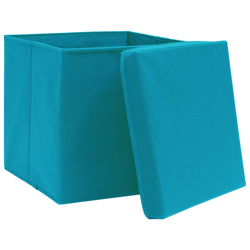 vidaXL Storage Boxes with Covers 4 pcs 28x28x28 cm Baby Blue