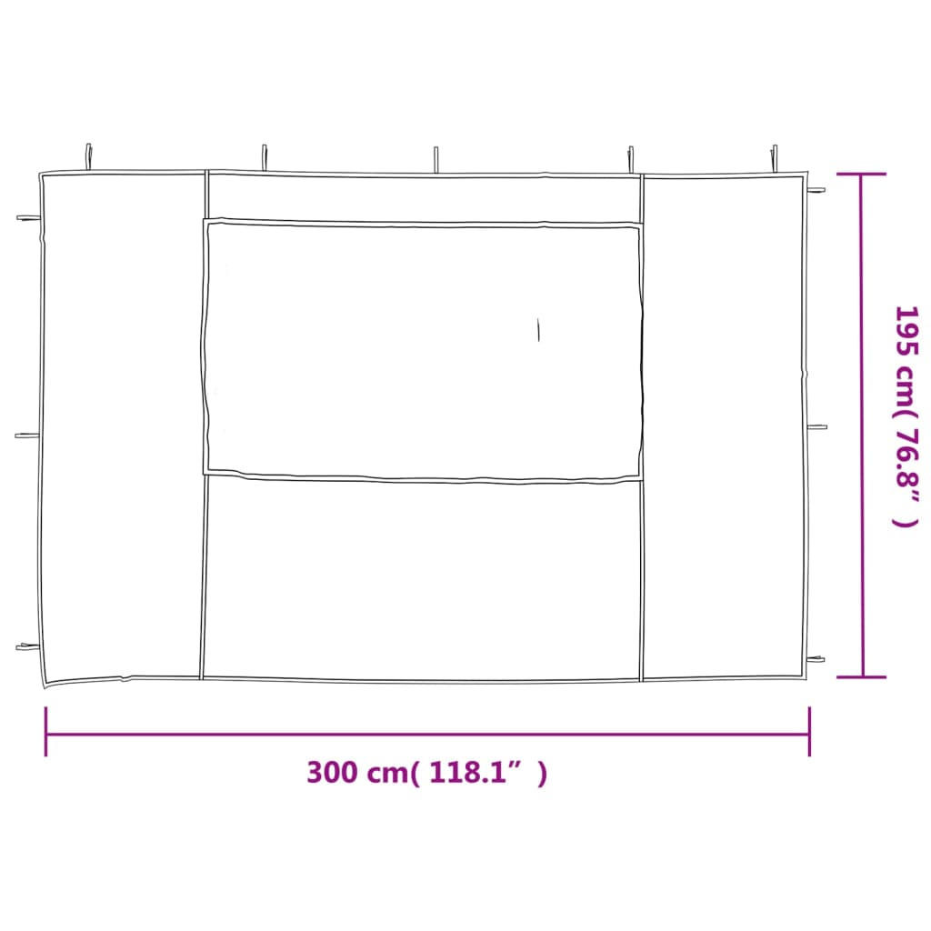 vidaXL Party Tent Sidewall 2 pcs with Window PE Anthracite