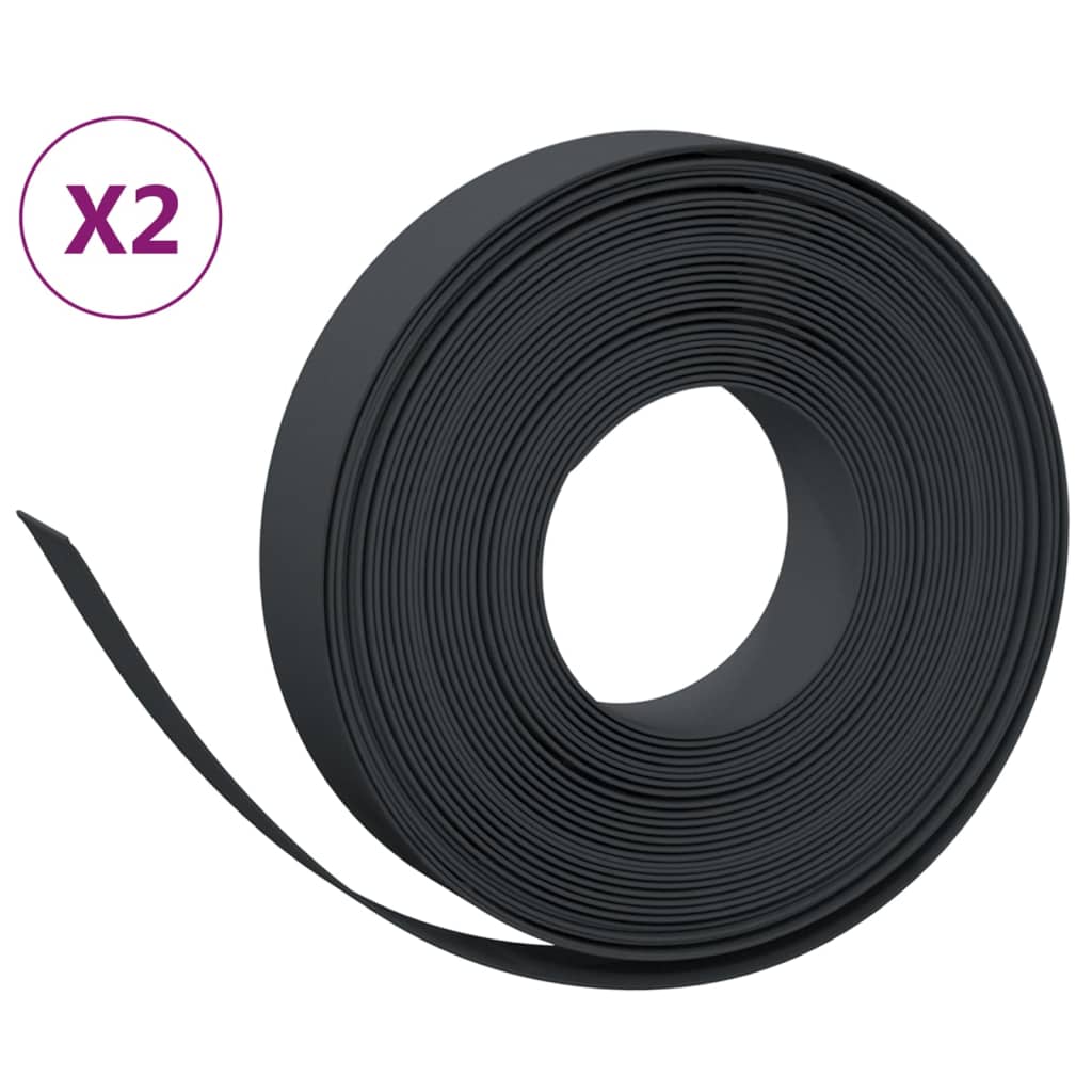 vidaXL Garden Edgings 2 pcs Black 10 m 10 cm Polyethylene