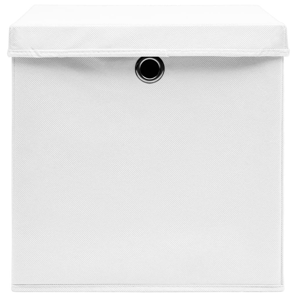 vidaXL Storage Boxes with Covers 10 pcs 28x28x28 cm White