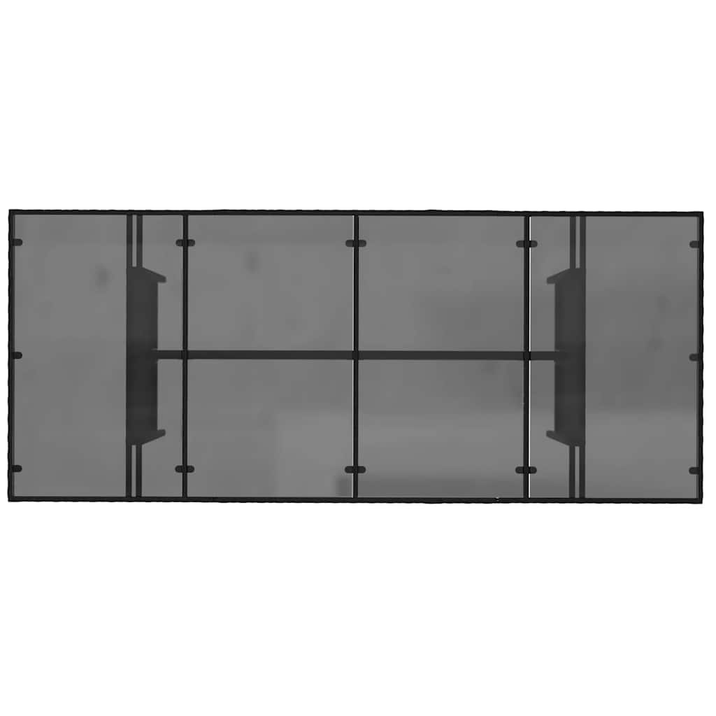 vidaXL Garden Table with Glass Top Black 190x80x74 cm Poly Rattan